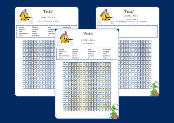 PINOKIO – wykreślanka – karta pracy