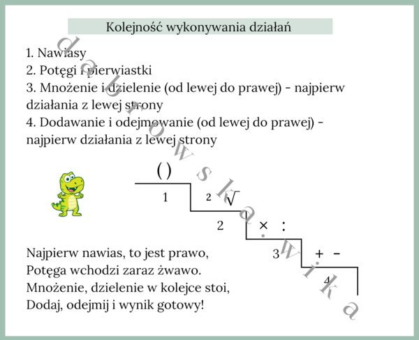 Kolejność wykonywania działań - notatka