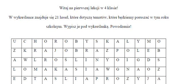 Przyroda wykreślanka-co będziemy robić?