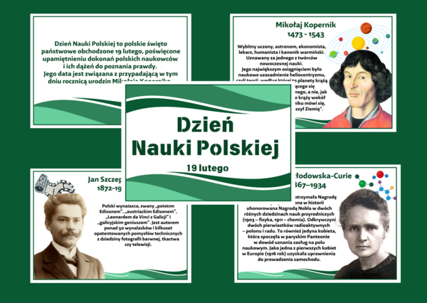 DZIEŃ NAUKI POLSKIEJ – gazetka – biblioteka – świetlica – 19 stron – wersja 1