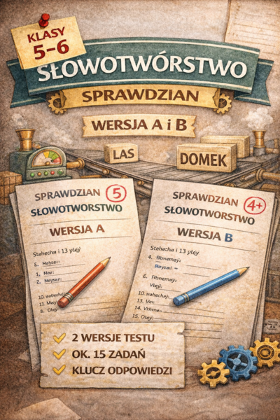 Słowotwórstwo – sprawdzian kl. 5–6 | wersja A i B + klucz odpowiedzi