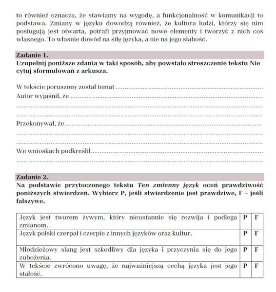 Arkusz egzaminacyjny "Kamienie na szaniec"