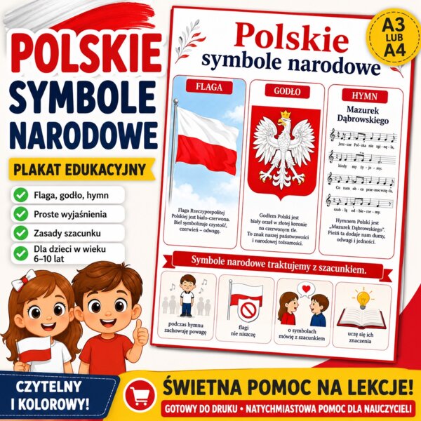 Plakat. Polskie symbole narodowe