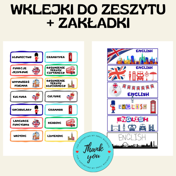 WKLEJKI DO ZESZYTU I ZAKŁADKI