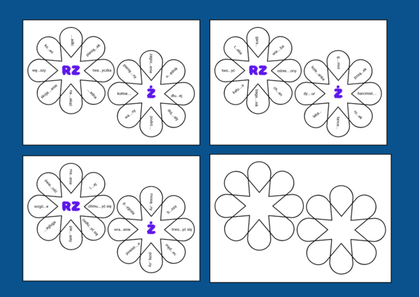 ORTOGRAFICZNE KWIATKI – ortografia – wklejka- karta pracy – UKŁADANKA