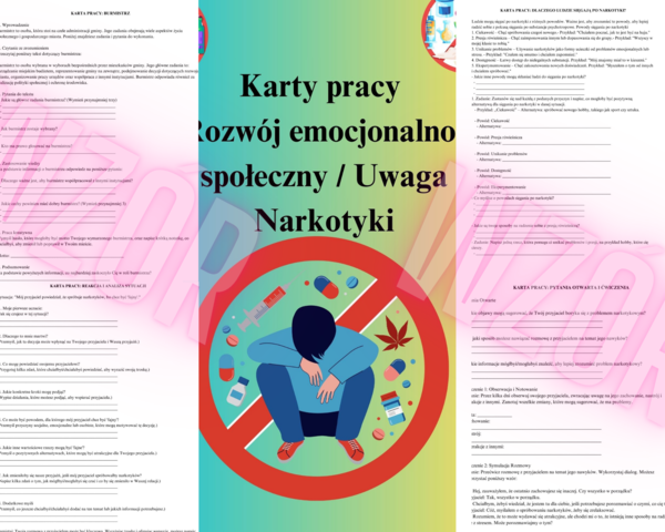 Karty Pracy Rozwój Emocjonalno-Społeczny - Uwaga Narkotyki - Rewalidacja - 25 kart