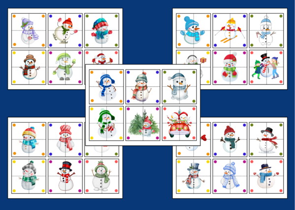 DZIEŃ BAŁWANA – Dzień Bałwanka - ZIMA – puzzle – układanka- układanki – biblioteka – świetlica – przedszkole – 30 wersji