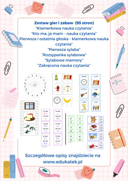 Zestaw 1 – gry i zabawy utrwalające naukę czytania