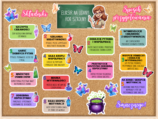 ELIKSIR NA UDANY ROK SZKOLNY - gazetka motywacyjna dla uczniów na rozpoczęcie szkoły