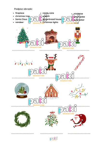 Karta pracy // Boże Narodzenie // słownictwo // MERRY CHRISTMAS