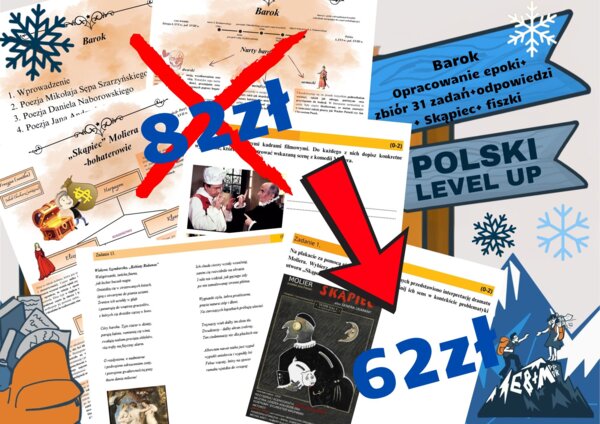 Barok_pakiet 5 elementów (opracowanie epoki+test z epoki+ Skąpiec+test ikonograficzny+fiszki)