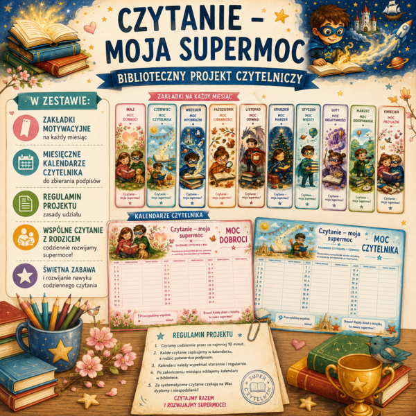 Czytanie - moja supermoc, projekt, biblioteka