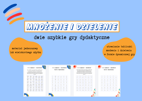 Tabliczka dzielenia i mnożenia - szybkie gry