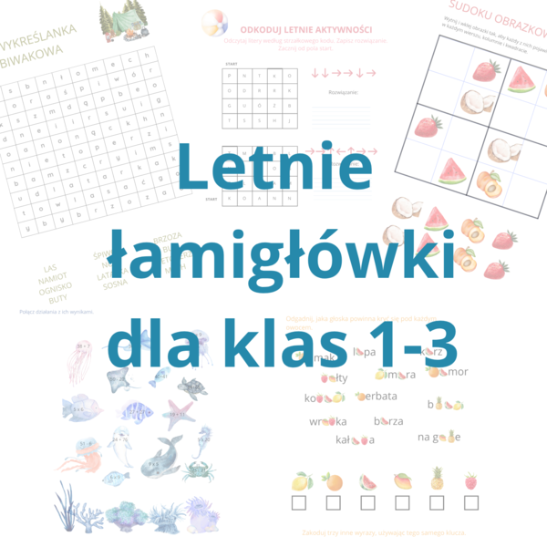 Letnie łamigłówki dla klas 1-3