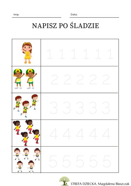 CYFRY PISANIE PO ŚLADZIE