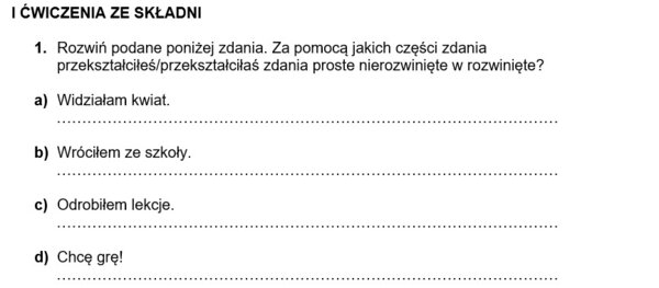 Ćwiczenia gramatyczne (składnia, słowotwórstwo, fleksja, frazeologia, leksyka) - na zastępstwo