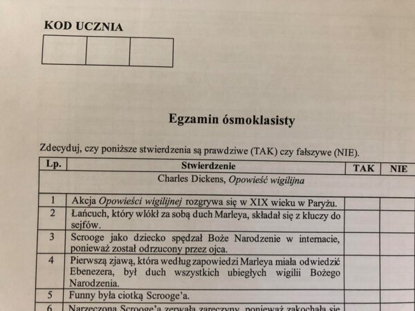 Powtórka z lektur - test wyboru (Tak/Nie)