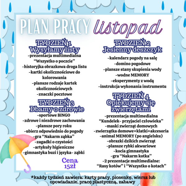 Plan pracy LISTOPAD