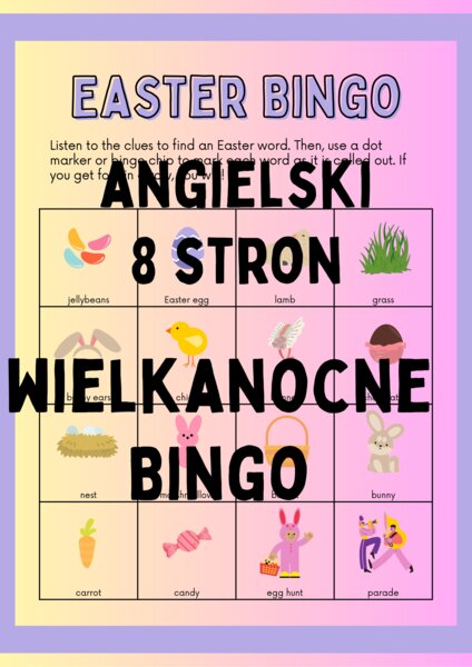 Angielski, Wielkanocne Bingo 8 stron