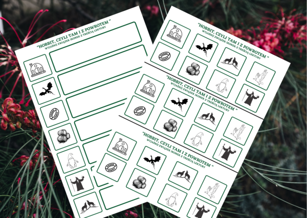 "HOBBIT, CZYLI TAM I Z POWROTEM" – ikonki – wklejki – karta pracy – lektury 4-6