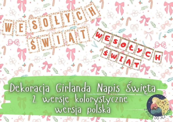 Girlanda Napis Wesołych Świąt Boże Narodzenie