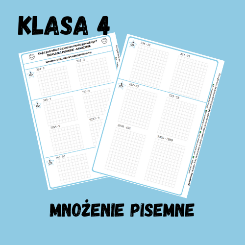 Mnożenie pisemne - poziomy (karta pracy)