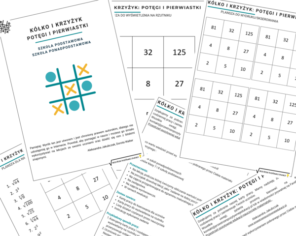 Potęgi i pierwiastki - kółko i krzyżyk