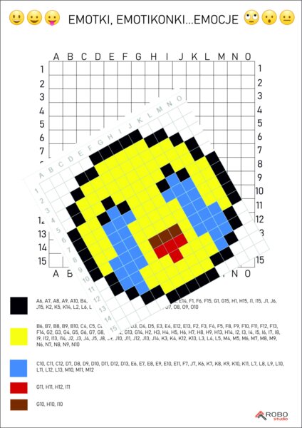 kodowanka EMOTKA, emotikon, emocje, buźka, dyktando graficzne, kodowanie