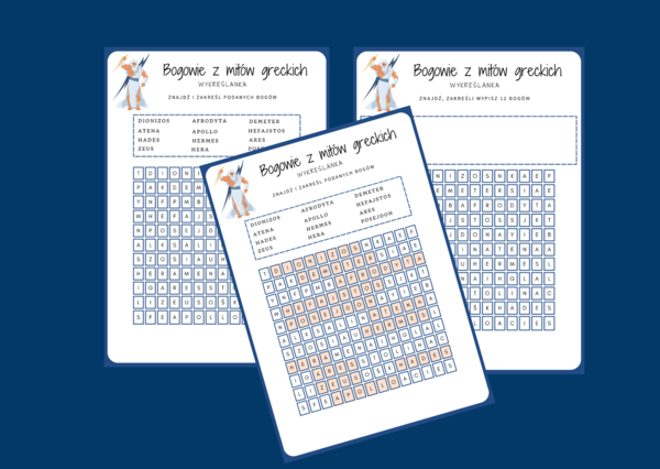 BOGOWIE GRECCY – mity – mitologia – wykreślanka