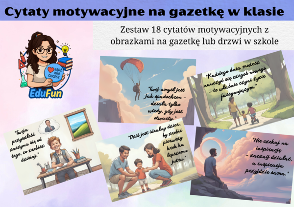 Gazetka motywującą z cytatami