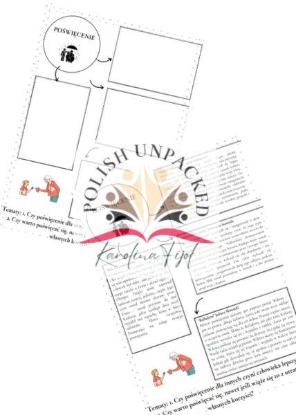 Motyw poświęcenia karta pracy + odpowiedzi egzamin ósmoklasisty