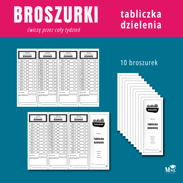 Broszurki - tabliczka dzielenia