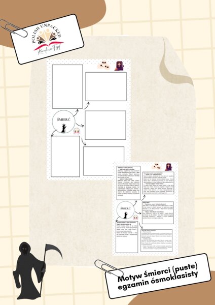 Motyw śmierci - karta pracy + odpowiedzi, egzamin ósmoklasisty język polski