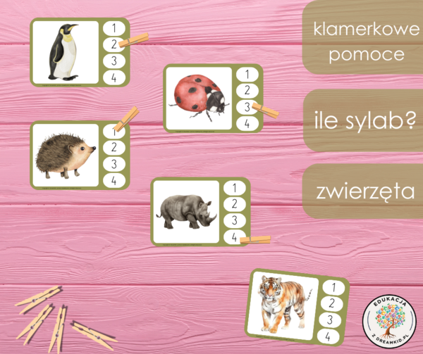 Klamerkowe pomoce - ile sylab ? - zwierzęta