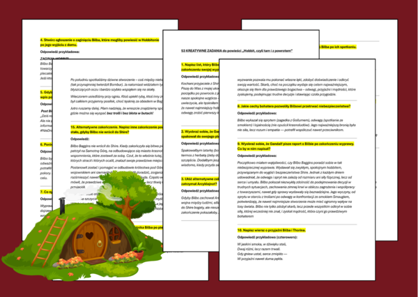 🐉💍HOBBIT, CZYLI TAM I Z POWROTEM ✍️ – 53 kreatywne zadania plastyczne, ortograficzne i redakcyjne dla uczniów kl. 4-6 - ćwiczenia redakcyjne - ortografia + ODPOWIEDZI 🌟