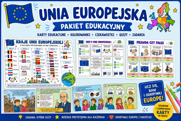 UNIA EUROPEJSKA - sketchnotatki, komiks, krzyżówka, szkoła podstawowa