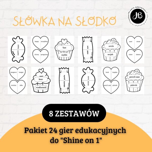 Słówka Na Słodko - Pakiet 24 gier edukacyjnych do "Shine on 1"