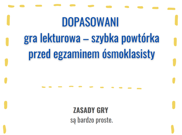 Lekturowe karty do gry - powtórka do egzaminu ósmoklasisty