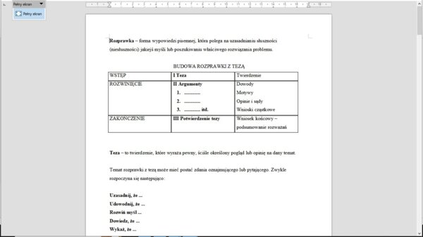 Rozprawka - karta pracy