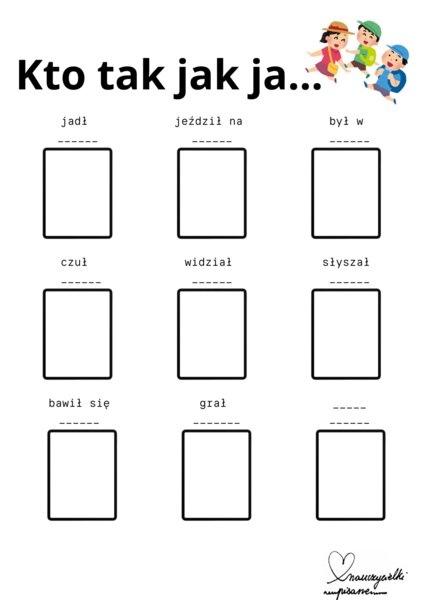 Karta do zabawy "Kto tak jak ja..."