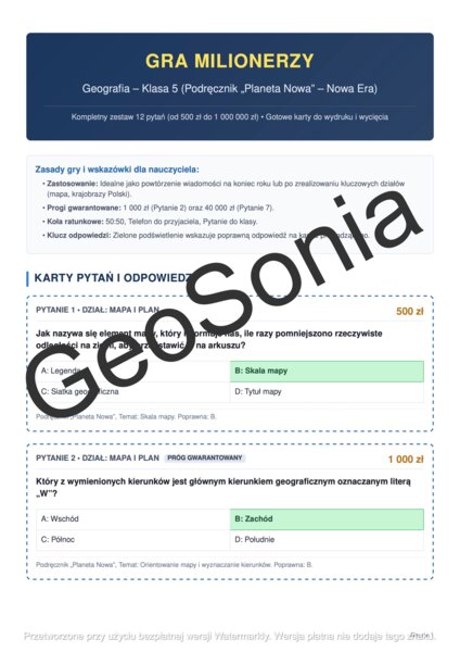 Milionerzy geografia klasa 5