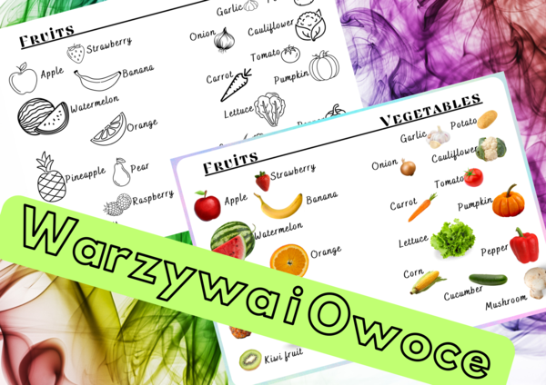 Warzywa i Owoce - angielska wklejka do zeszytu - PLAKAT