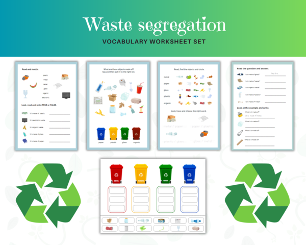 Waste Segregation: Zestaw Kart Pracy Uczących Segregacji Śmieci w Kontekście CLIL i Edukacji Przyrodniczej na Dzień Ziemi, Earth Day