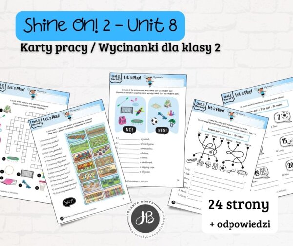 Materiały do Shine On! 2 Unit 8 – Let’s Play! – karty pracy – wklejki/wycinanki
