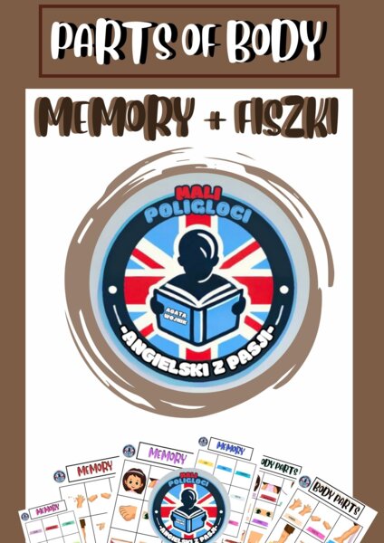 Fiszki i memory do utrwalenia materiału z tematu "Parts of body"
