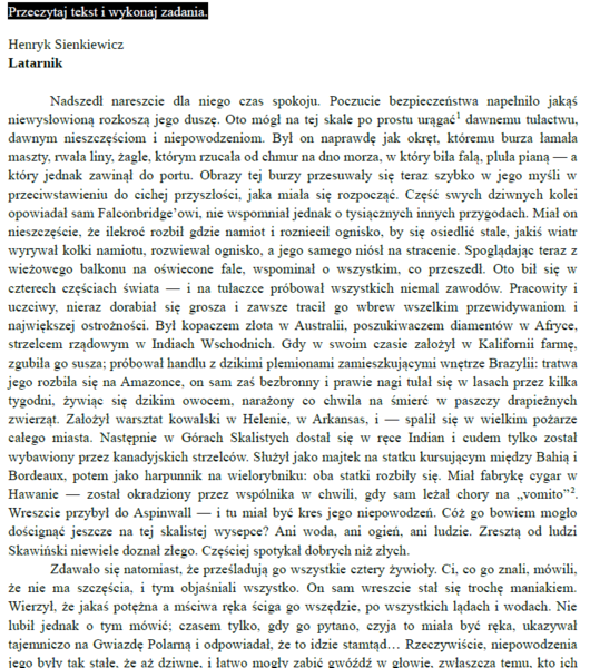 Egzamin ósmoklasisty – Arkusz z języka polskiego „Latarnik” | Pełny test z kluczem odpowiedzi