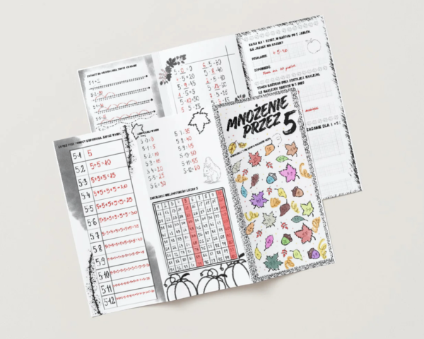 Mnożenie przez 5 – jesienne karty pracy do tabliczki mnożenia