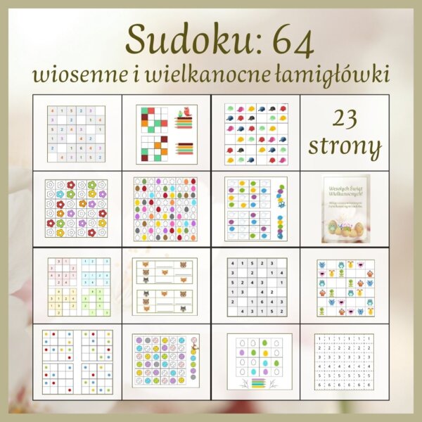 Sudoku -wiosenne i wielkanocne łamigłówki