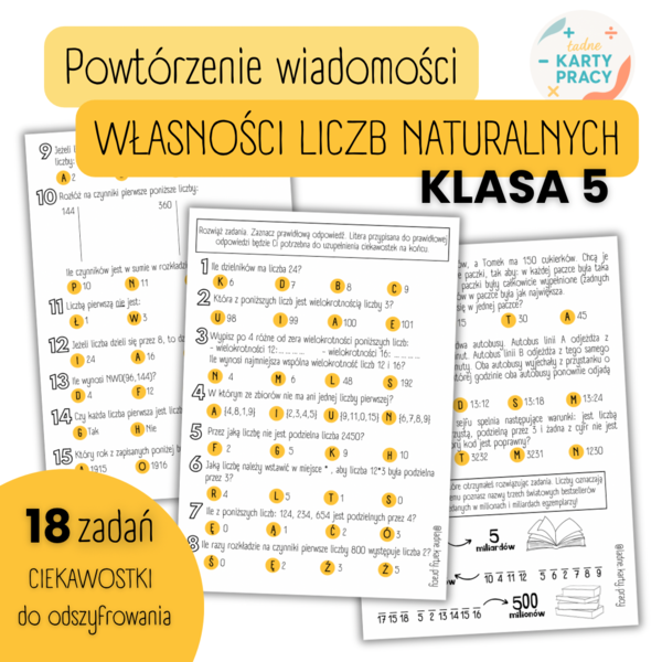 POWTÓRZENIE MATERIAŁU – Własności liczb naturalnych – KLASA 5