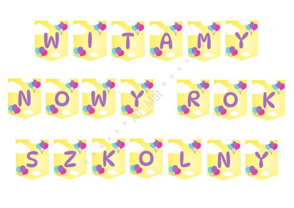 Girlanda, baner "WITAMY NOWY ROK SZKOLNY"